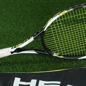 HEAD HEAT IG TENNIS RACKET GREEN WHITE W/ CASE, #3 4 3/8 STRING PATTERN 16X19