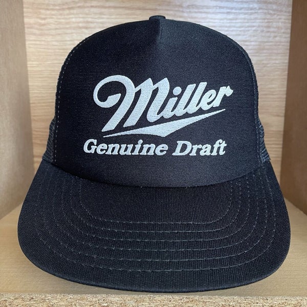 Miller Genuine Draft Trucker Hat MGD Black Mesh Snapback Made In USA Vintage