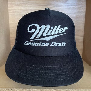 Miller Genuine Draft Trucker Hat MGD Black Mesh Snapback Made In USA Vintage