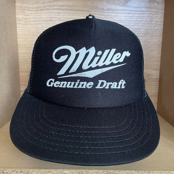 Miller Genuine Draft Trucker Hat MGD Black Mesh Snapback Made In USA Vintage