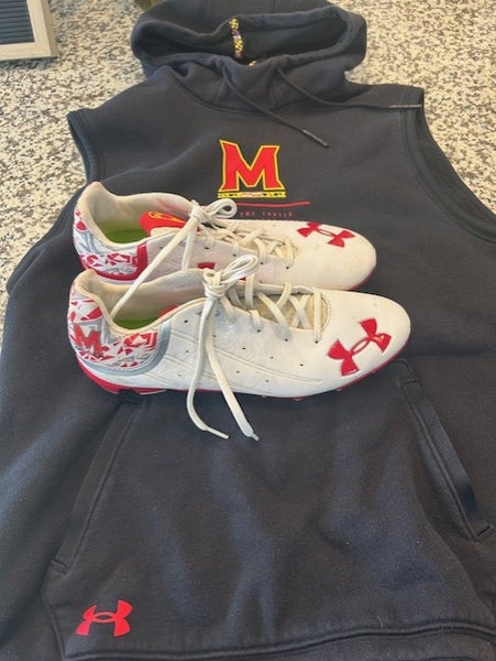 Under Armour UMD Maryland team cleats & sleeveless hoodie L