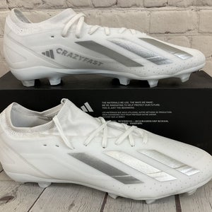 Adidas IG9117 X Crazyfast League FG Soccer Cleats White Metallic Silver US 11.5