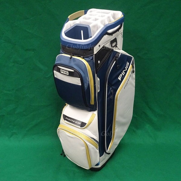 NEW Ping Pioneer Navy/Platinum/Gold Golf Cart Bag w/ Raincover