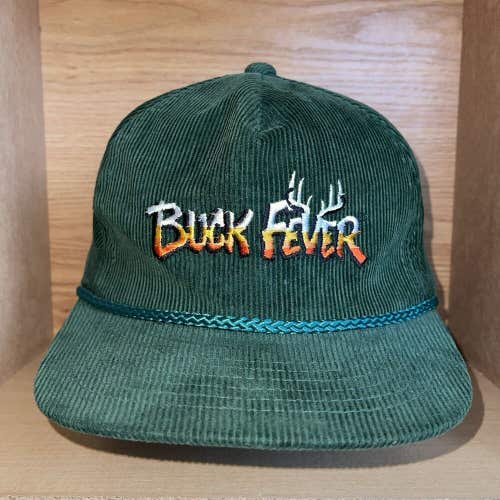 Vintage Buck Fever Corduroy Forest Green Snapback Deer Hunting Hat NOS Youngan