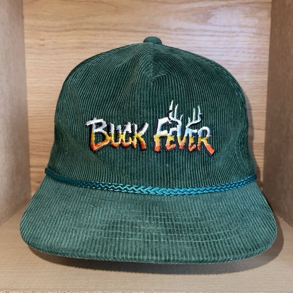 Vintage Buck Fever Corduroy Forest Green Snapback Deer Hunting Hat NOS Youngan