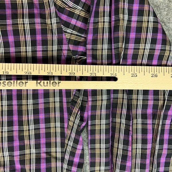 Peter Millar Mens Shirt Large Purple Golf Plaid Golf Casual Work Cotton Top
