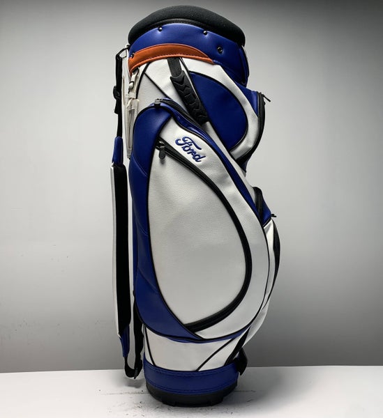 Ford Leather Cart Bag Blue White Orange 6-Way Divide Single Strap Golf Bag