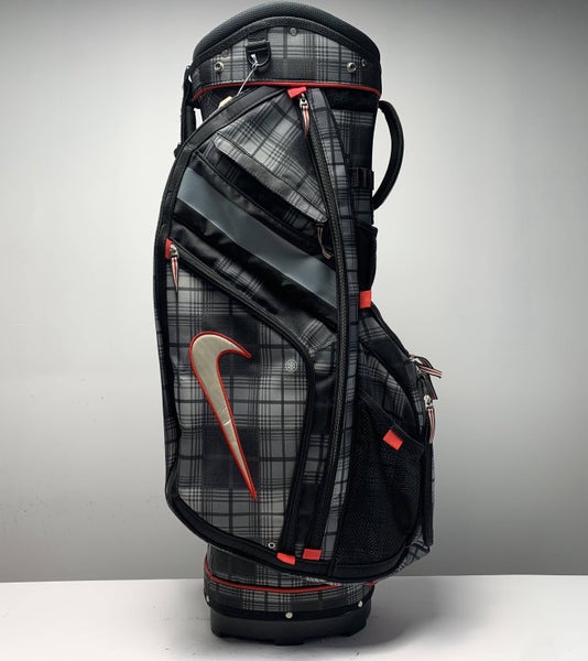 Nike Sport II Cart Bag Black Gray Plaid 14-Way Divide Single Strap Golf Bag