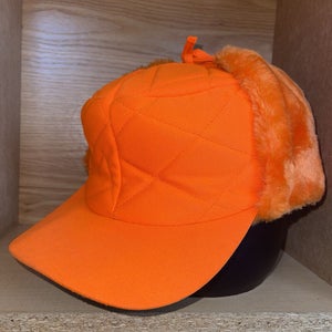 Vintage Trapper Hat Blaze Orange Elmer Fudd Ear Flap Hunting Quilted Cap Size L