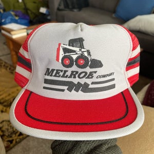 Vintage Melroe Company Equipment Trucker Hat Three Stripes USA Made Cap Ford