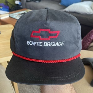 Vintage Chevrolet Chevy Bowtie Brigade Snapback Hat Black Cap NEW OLD STOCK