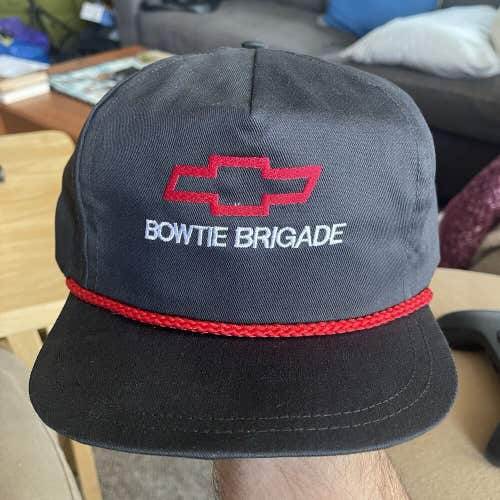 Vintage Chevrolet Chevy Bowtie Brigade Snapback Hat Black Cap NEW OLD STOCK