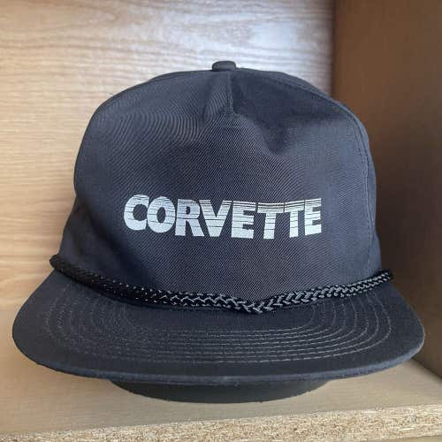 Vintage NEW Corvette Black Trucker Snapback Hat Cap - NOS