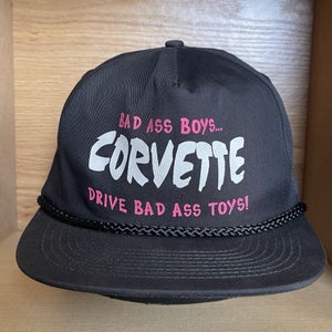 Vintage Bad Ass Boys Drive Bad Ass Toys Corvette Snapback Hat Rope Cap RARE
