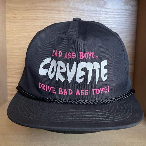 Vintage Bad Ass Boys Drive Bad Ass Toys Corvette Snapback Hat Rope Cap RARE