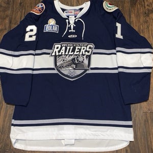 Worcester Railers ECHL 2019-20 Game Worn NOBR NNOB Regular Season Jersey Sz 2XL
