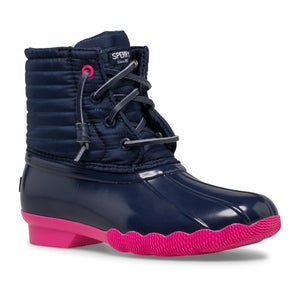 Sperry Saltwater STK165410 Girls US 6 Blue Pink Zipper Ankle Duck Boots P470