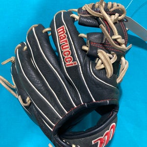 Black Marucci Acadia Right Hand Throw Infield Baseball Glove 11.25" (Used)
