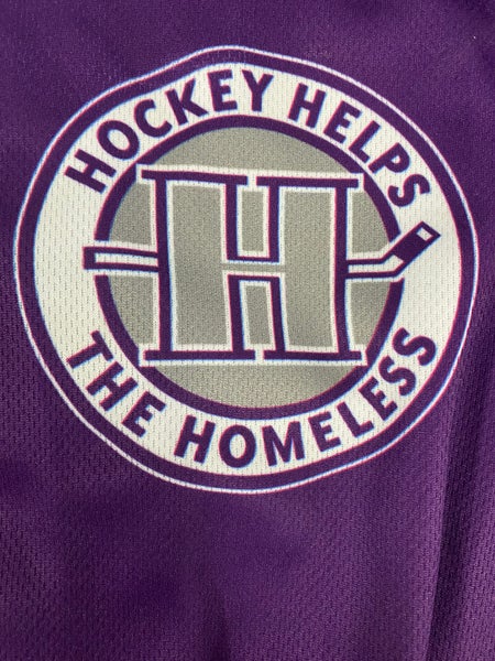 Hockey Helps the Homeless purple socks