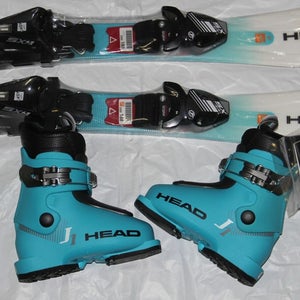 NEW HEAD 67cm skis supershape team + Head J1 blue ski boots 15.5 mondo set