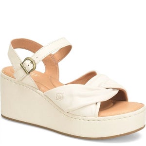 Born Marchelle BR0056001 Sandals Women's 10 White Ankle Strap Wedge Heel P490