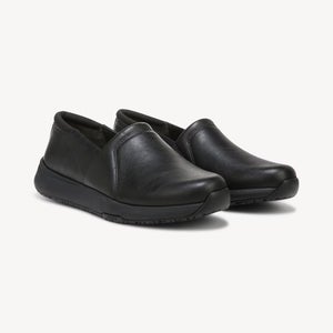 Dr. Scholl's Dive In Sneaker Women's US 10 Black Leather Slip On Work Shoes P485