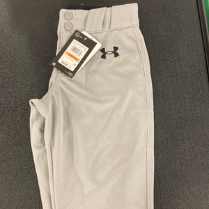 Gray Unisex Small Youth Under Armour Game Pants (New)