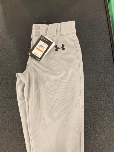Gray Unisex Small Youth Under Armour Game Pants (New)