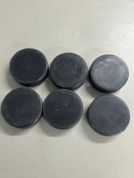 Lot of 6 Ice Hockey Pucks Black Brand New