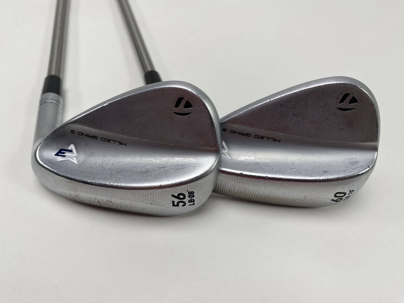 TaylorMade Milled Grind 3 Raw Chrome Wedge Set 56*8 |60*10 SteelFiber i95 Reg RH