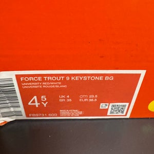 Red Kid's Youth Size 4.5 Nike Force Trout 9 Keystone Molded Cleats (New)