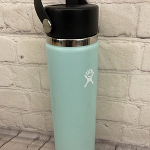 Hydro Flask 24 oz Insulated Bottle Wide Mouth Flex Straw Lid Handle Dew Green