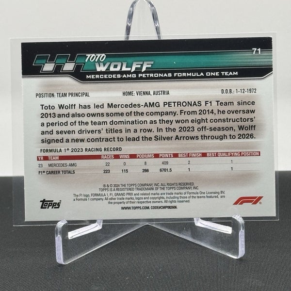 Toto Wolff Mercedes AMG Petronas 2024 Topps F1 Paddock Pass Red Parallel #71