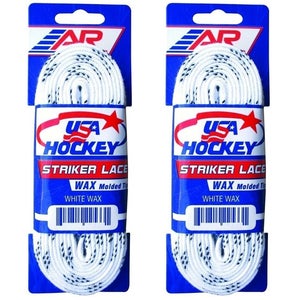 A&R Sports (2 Pairs) Striker Ice Hockey WAXED Skate Laces, WHITE, 72"-132"