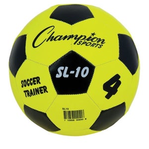 Champion 32 Panel Soccer Training Ball 30% Lighter Machine Stitched Yel/Blk Sz 4