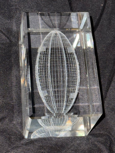 Vintage Holographic Etched NFL Football Paperweight Glass Collectible Fragile US