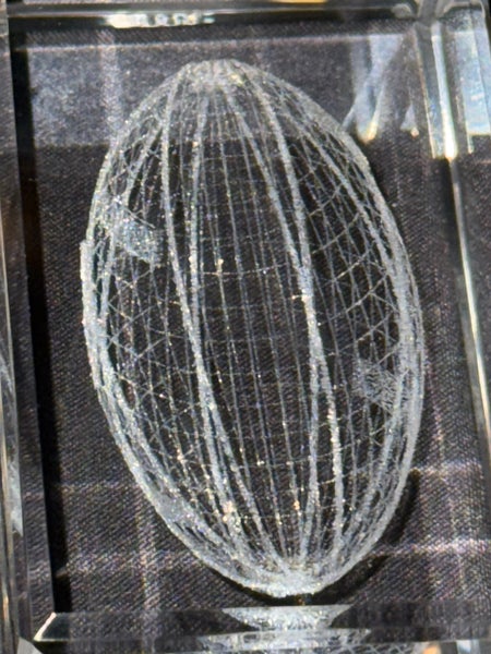 Vintage Holographic Etched NFL Football Paperweight Glass Collectible Fragile US