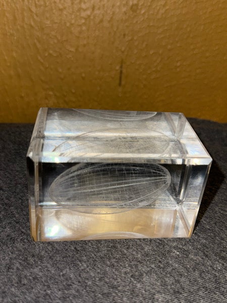 Vintage Holographic Etched NFL Football Paperweight Glass Collectible Fragile US