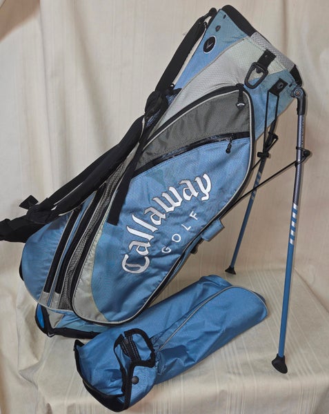 Callaway Golf Xtra Lite Carry Bag 6 Way 5 Pockets Rain Cover Light Blue/Silver