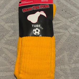 Pear Sox Long Tube Athletic Socks Adult Yellow Brand New