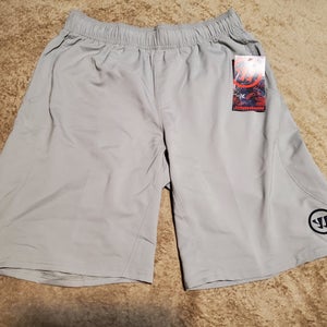 BNWT Mens Warrior Burn Shorts Size Medium Light Grey Lacrosse Elastic Waist