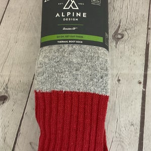 Alpine Design Calf Cut Thermal Boot Socks Grey Red XL 13-15