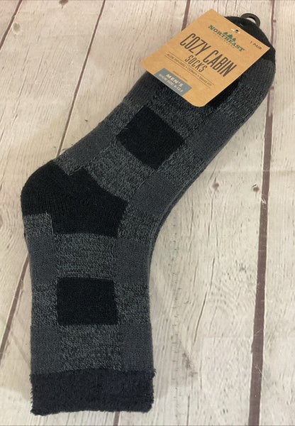 Northeast Outfitters Cozy Cabin Double-Layer Socks Grey Black Large 8-12.5