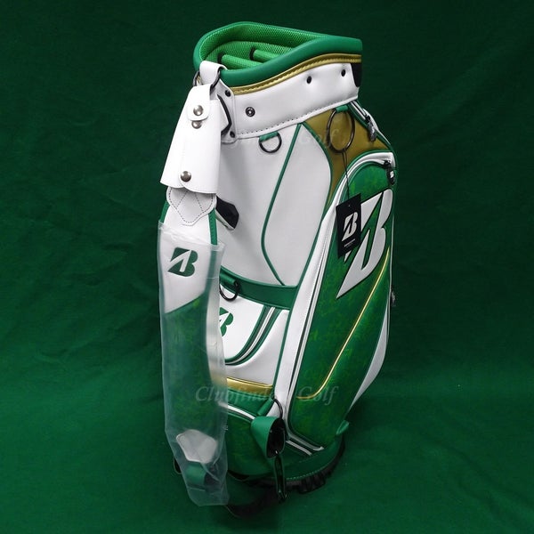 NEW Bridgestone Golf 2025 Spring Green/White/Gold Masters Staff Bag w/ Raincover