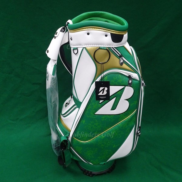 NEW Bridgestone Golf 2025 Spring Green/White/Gold Masters Staff Bag w/ Raincover
