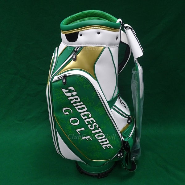 NEW Bridgestone Golf 2025 Spring Green/White/Gold Masters Staff Bag w/ Raincover