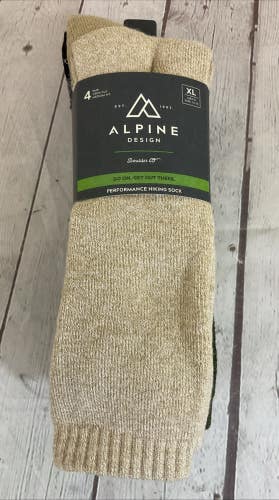 Alpine Design Crew Cut Cushioned Performance Hiking Socks Multicolored XL 13-15
