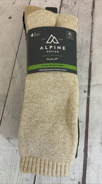 Alpine Design Crew Cut Cushioned Performance Hiking Socks Multicolored XL 13-15
