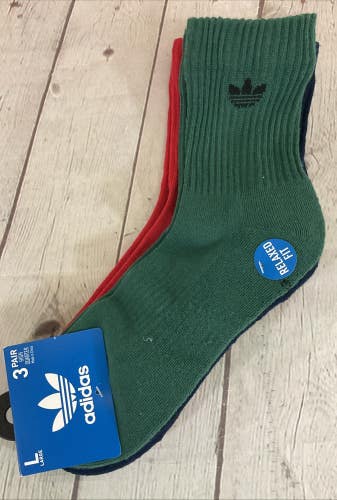 Adidas Relaxed Fit High Quarter Sports Socks Multicolor Large 8-12