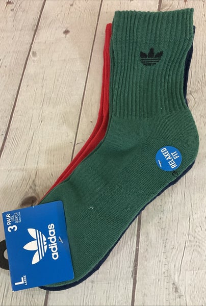 Adidas Relaxed Fit High Quarter Sports Socks Multicolor Large 8-12